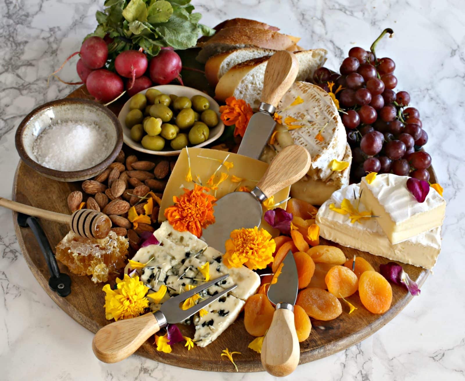 Cheese Board With Edible Flowers