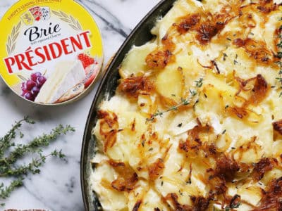 Potatoes au Gratin with Président® Brie and Caramelized Onions